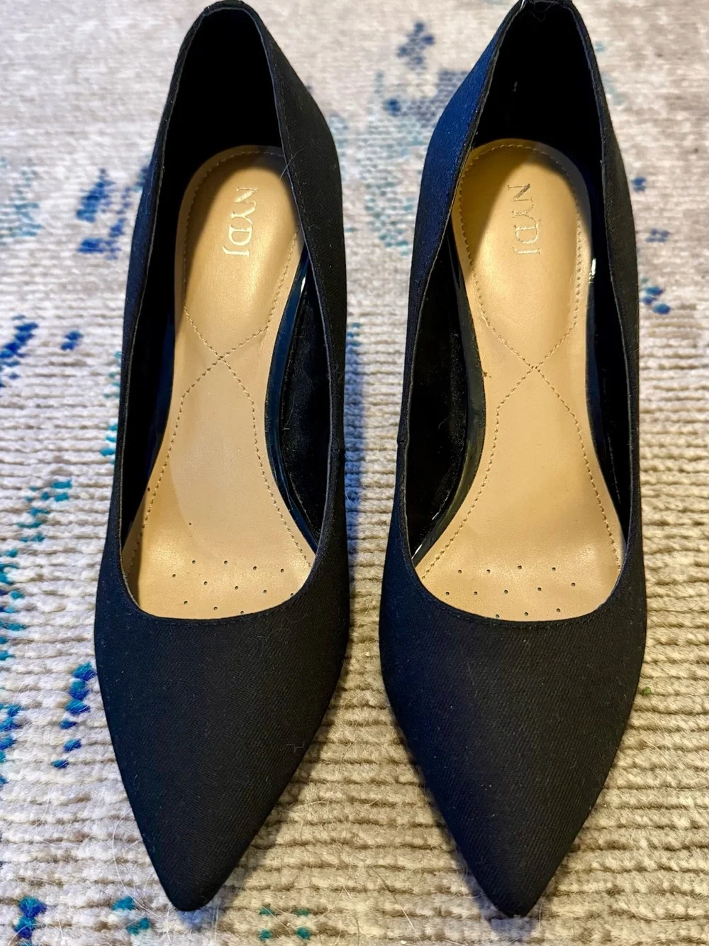 NYDJ Evie Black Pointed Toe Kitten Heel Pumps Womens 8.5M Gothcorp Workchic